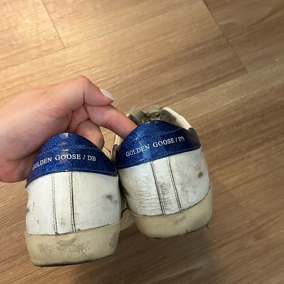 Blue heel glitter silver star low top golden goose sneakers - Picture 2 of 6
